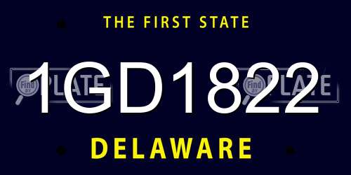 1GD1822 Delaware License Plate
