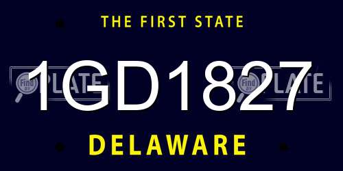 1GD1827 Delaware License Plate