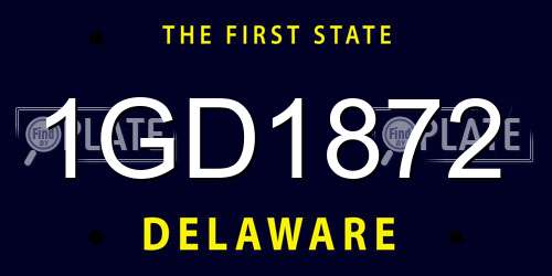 1GD1872 Delaware License Plate