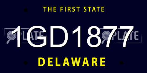 1GD1877 Delaware License Plate