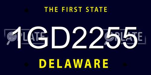 1GD2255 Delaware License Plate
