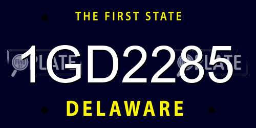 1GD2285 Delaware License Plate