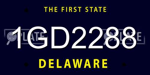 1GD2288 Delaware License Plate