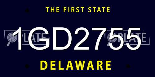 1GD2755 Delaware License Plate