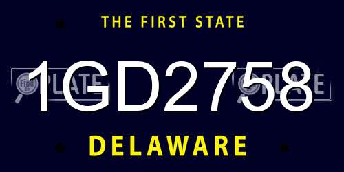 1GD2758 Delaware License Plate