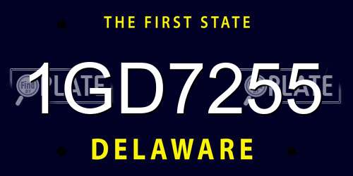 1GD7255 Delaware License Plate
