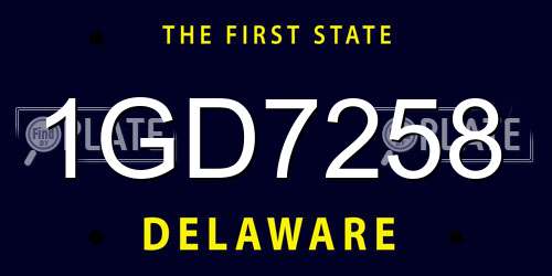 1GD7258 Delaware License Plate