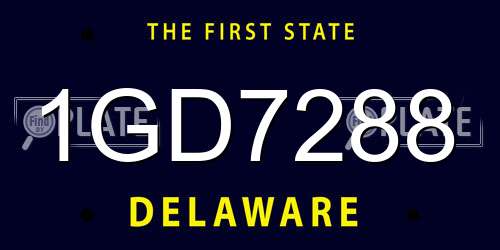 1GD7288 Delaware License Plate