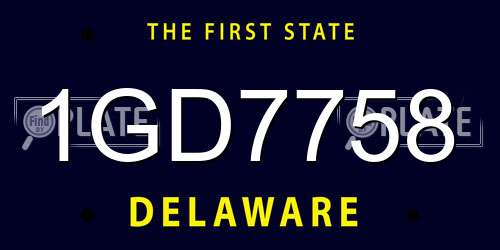 1GD7758 Delaware License Plate