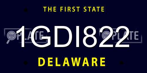 1GDI822 Delaware License Plate