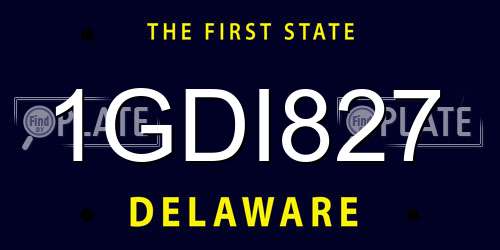 1GDI827 Delaware License Plate