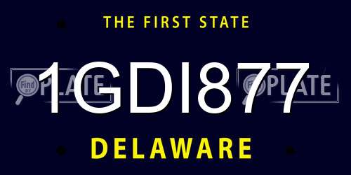 1GDI877 Delaware License Plate
