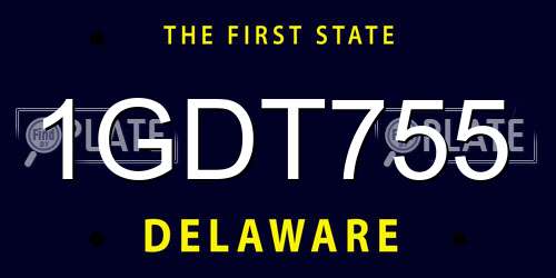 1GDT755 Delaware License Plate