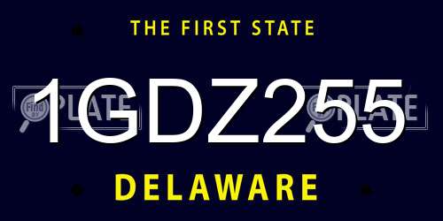 1GDZ255 Delaware License Plate