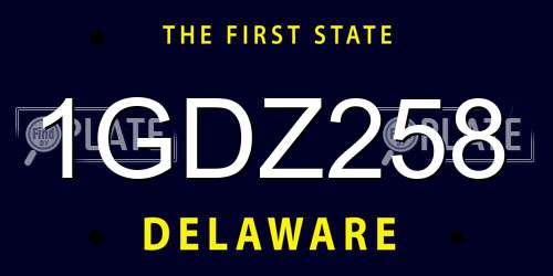 1GDZ258 Delaware License Plate