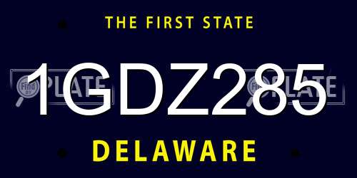 1GDZ285 Delaware License Plate