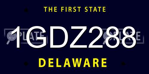 1GDZ288 Delaware License Plate
