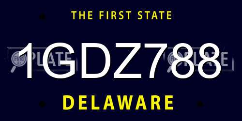 1GDZ788 Delaware License Plate