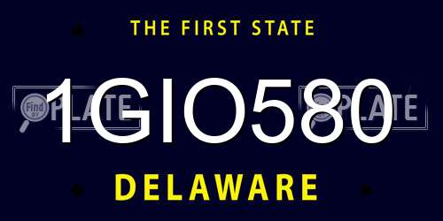 1GIO580 Delaware License Plate