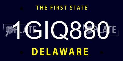 1GIQ880 Delaware License Plate