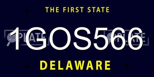 1GOS566 Delaware License Plate