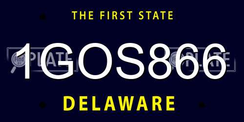 1GOS866 Delaware License Plate