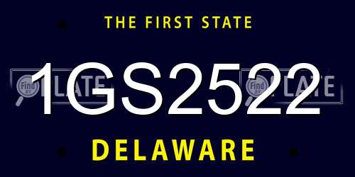 1GS2522 Delaware License Plate