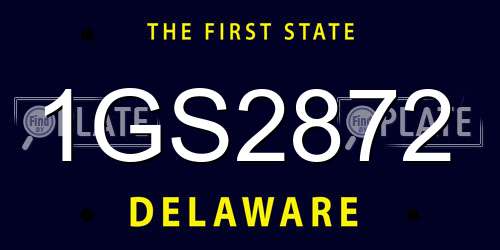 1GS2872 Delaware License Plate