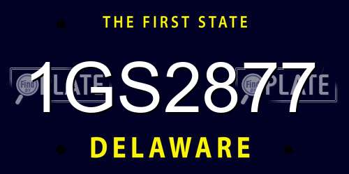 1GS2877 Delaware License Plate