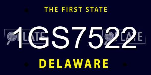 1GS7522 Delaware License Plate