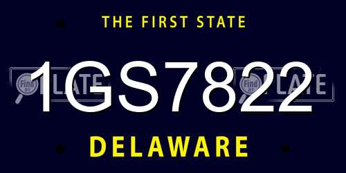 1GS7822 Delaware License Plate
