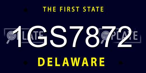 1GS7872 Delaware License Plate