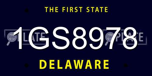 1GS8978 Delaware License Plate