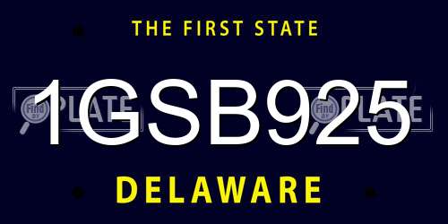 1GSB925 Delaware License Plate