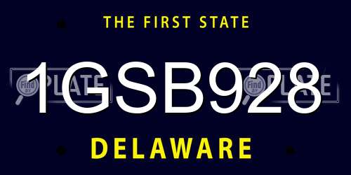 1GSB928 Delaware License Plate