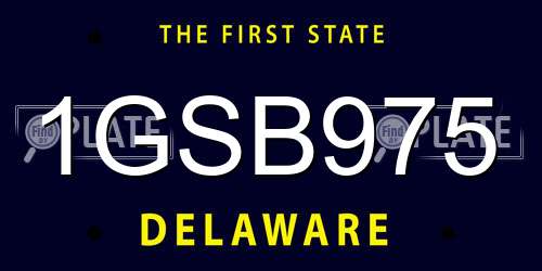 1GSB975 Delaware License Plate