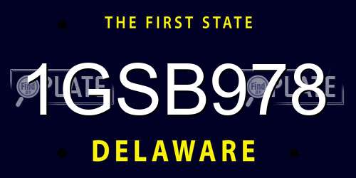 1GSB978 Delaware License Plate
