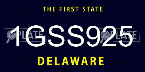 1GSS925 Delaware License Plate