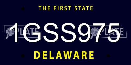 1GSS975 Delaware License Plate