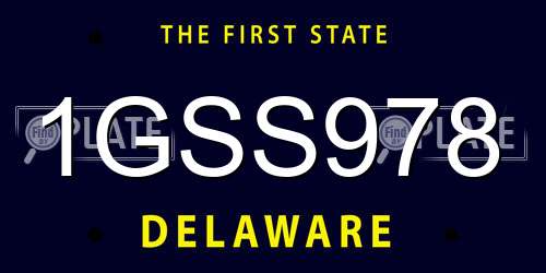 1GSS978 Delaware License Plate