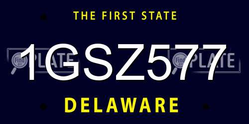1GSZ577 Delaware License Plate