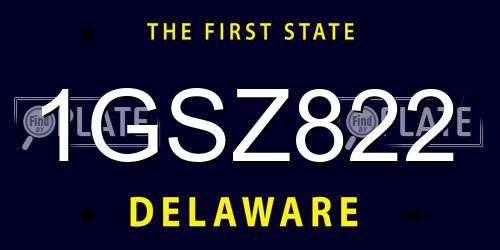 1GSZ822 Delaware License Plate
