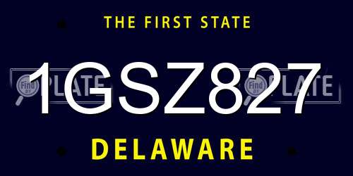 1GSZ827 Delaware License Plate
