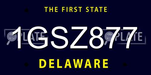 1GSZ877 Delaware License Plate