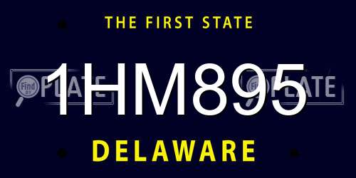 1HM895 Delaware License Plate