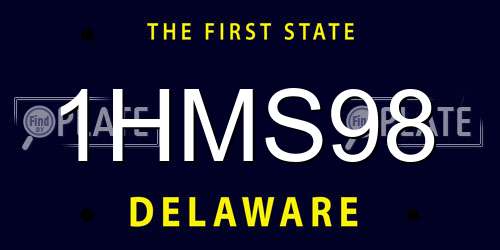 1HMS98 Delaware License Plate