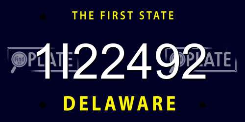 1I22492 Delaware License Plate