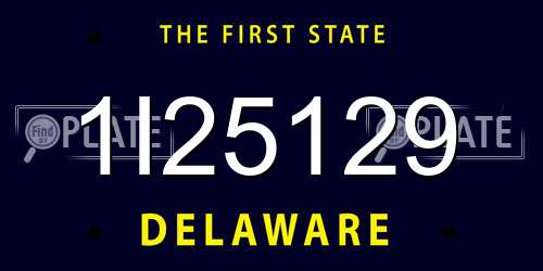 1I25129 Delaware License Plate
