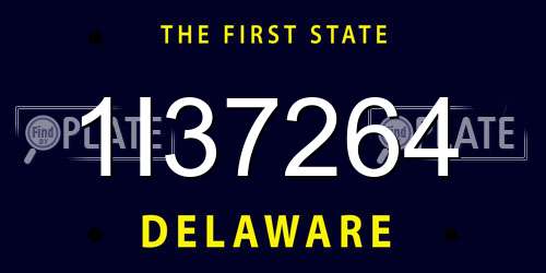 1I37264 Delaware License Plate