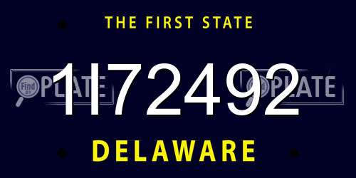 1I72492 Delaware License Plate